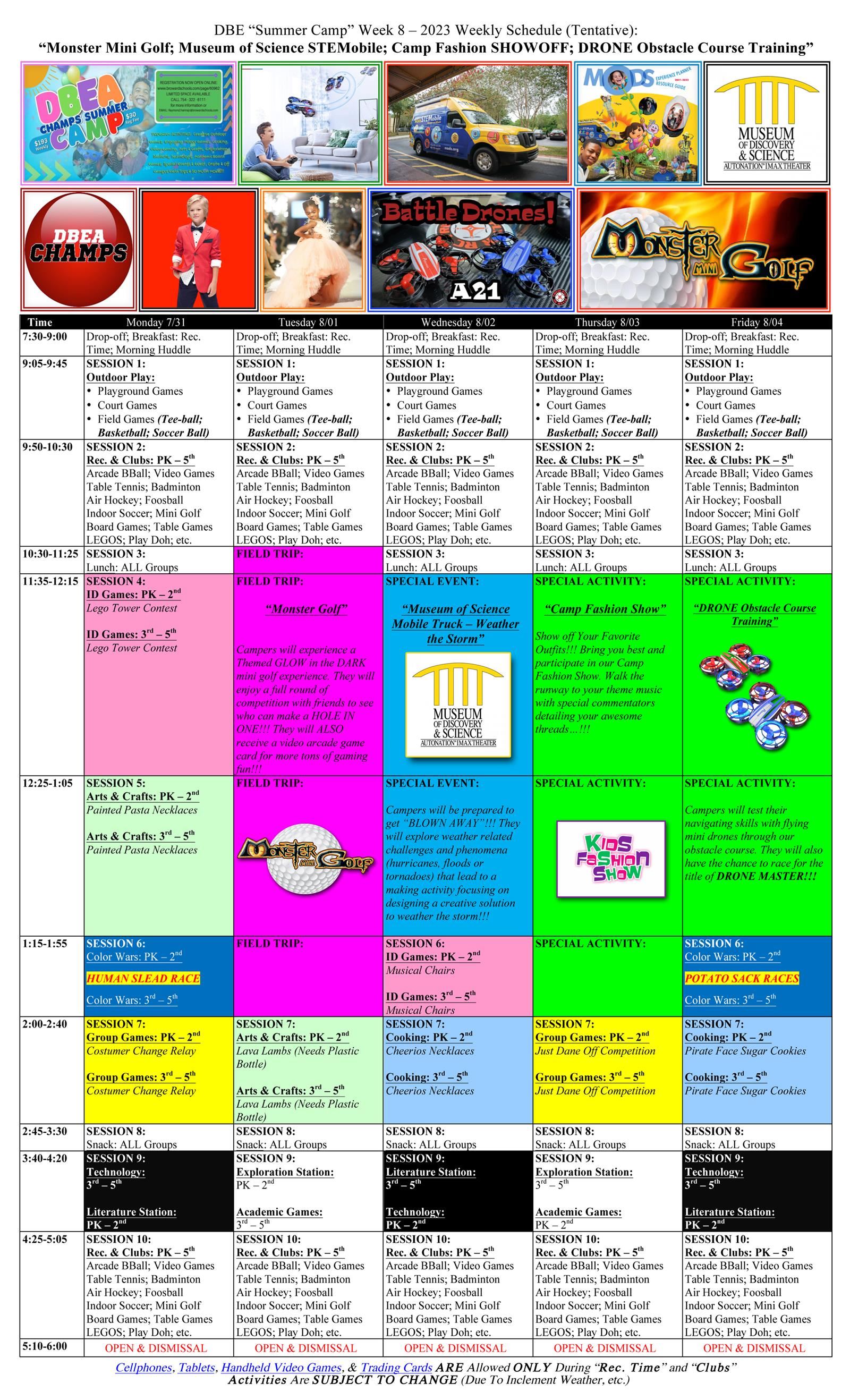 DBES week 8 Schedule